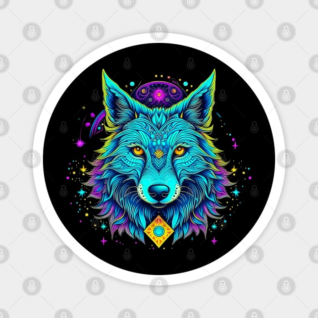 Psychedelic Wolf Magnet by TinaGraphics